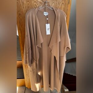 SNDYS Draped Waterfall Open-Front Cardigan | Camel | Size M | NWT